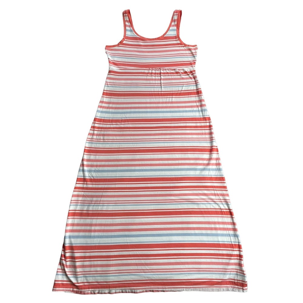 Columbia PFG Fit Flare Maxi Dress Sport Omni Wick‎ Stretch Stripes Womens Large